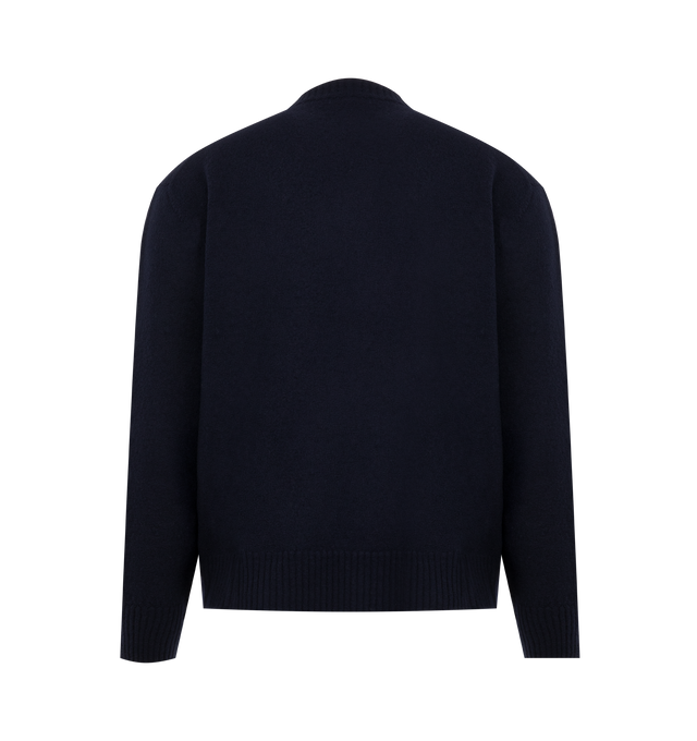 Image 2 of 2 - BLUE - Jil Sander Mens Crewneck Sweater is crafted from premium wool knit. Features a classic fit, crew neckline, long sleeves, and ribbed collar, cuffs, and hem. Main Material: 100% Wool. Made in Italy.