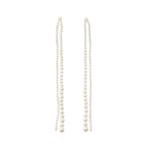 Image 1 of 2 - GOLD - SOPHIE BILLE BRAHE Promenade De Perles Par Earrings are a duster style with two freshwater pearl strands in decreasing size. 14K yellow gold. Handmade in Italy. For personal consultation and detailed information about jewelry, please contact our dedicated stylist team at personalshopping@hirshleifers.com. 