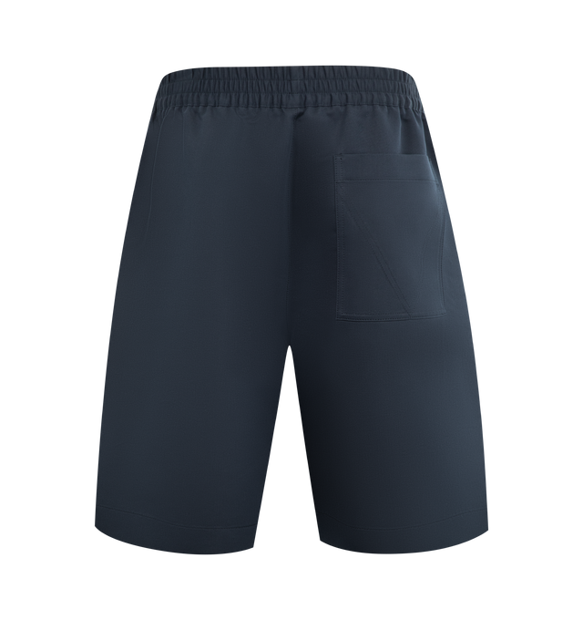 Image 2 of 3 - BLUE - BOTTEGA VENETA Twill Shorts featuring elastic waist, side slit pockets and back patch pocket. 100% cotton. Made in Italy.