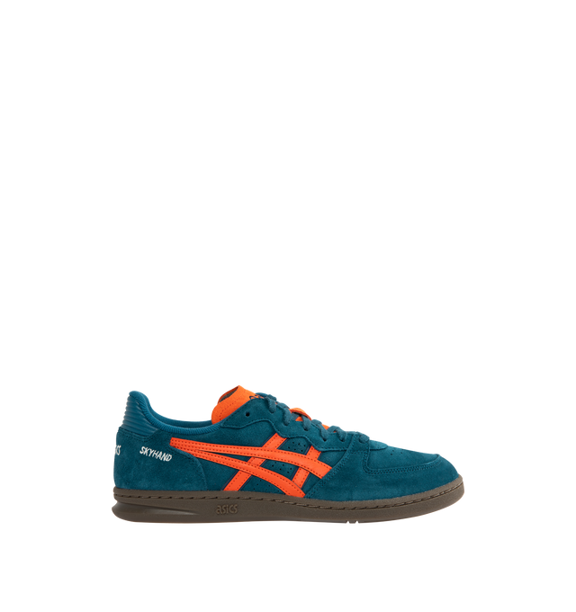 Image 1 of 5 - BLUE - ASICS Skyhand OG Sneaker featuring minimalistic suede paneling, FLYTEFOAM PROPEL cushioning, EVA heel wedge and gum outsole.