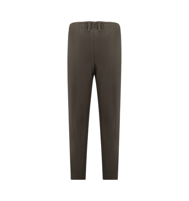 Image 2 of 3 - GREEN - ISSEY MIYAKE Tailored Pleats 2 Pant featuring straight leg, quick-drying property, pockets on both sides, belt loops at the waist and a button-fly design. 100% polyester. Made in Philippines.