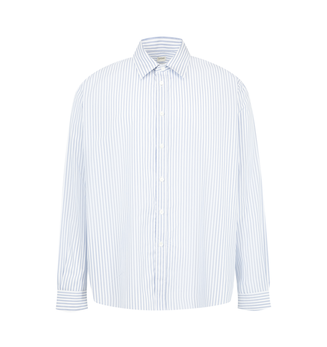 Image 1 of 2 - BLUE - Toteme Men's Casual Pocket Shirt is crafted from cotton and features a relaxed silhouette with a point collar and button-front closure. Designed as an elevated everyday essential, the shirt is finished with a chest pocket and clean, streamlined tailoring that reflects Totemes understated aesthetic. Main Material: 100% Cotton.