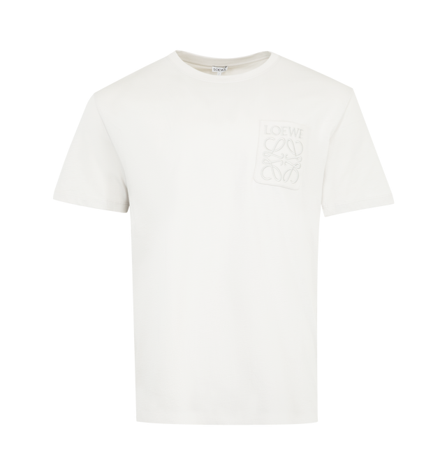 Image 1 of 2 - WHITE - LOEWE Relaxed T-shirt in lightweight cotton in a relaxed fit, regular length with crew neck, ribbed collar and LOEWE Anagram embroidery pocket placed at the chest. Cotton. Made in Portugal.