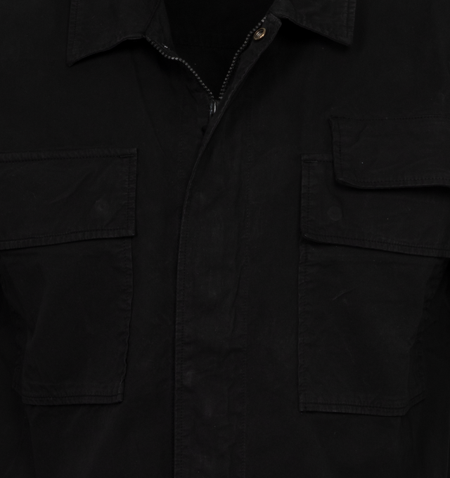 Image 3 of 3 - BLACK - C.P. COMPANY Gabardine Shirt featuring spread collar, button closure, flap pockets, shirttail hem, patch pocket and acetate lens at sleeve and adjustable single-button barrel cuffs. 100% cotton. Made in Italy. 