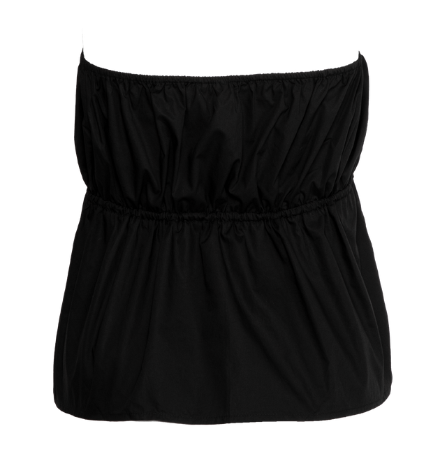 Image 2 of 3 - BLACK - DEIJI STUDIOS Strapless Cotton Top featuring a double gathered elastic bust, strapless style, a functional centre bow and mid-length. 100% cotton.  