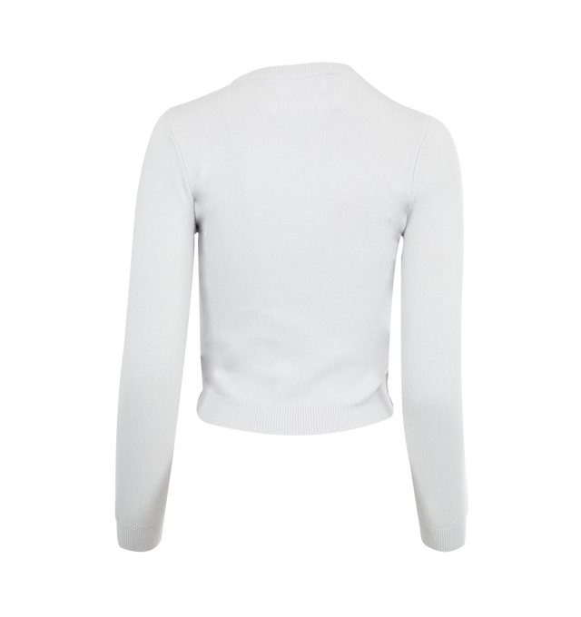 Image 2 of 2 - WHITE - EXTREME CASHMERE Kid Sweater featuring slim-fit, cropped length, crew-neck, long sleeves and rib knitted at the neck, cuffs and hem. 89% cashmere, 10% nylon, 1% spandex.