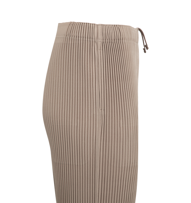 Image 3 of 3 - BROWN - ISSEY MIYAKE Tailored Pleats Pants featuring elastic waist with concealed drawstring, straight leg and pleated throughout. 100% polyester.