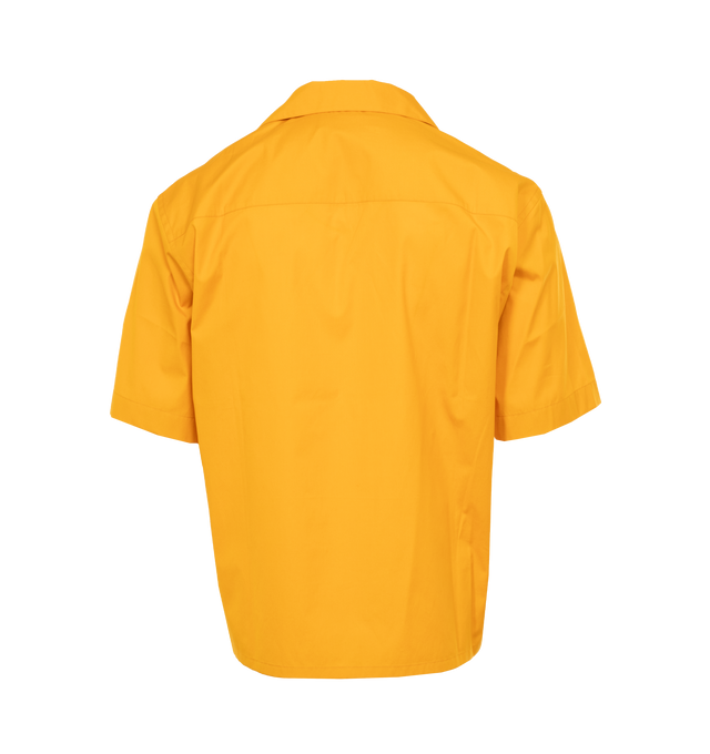Image 2 of 3 - ORANGE - MARNI Logo Shirt featuring poplin texture, tonal stitching, camp collar, short sleeves, logo print at the chest, chest patch pocket, straight hem and front button fastening. 