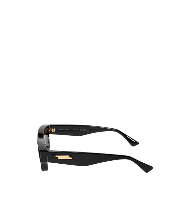 Image 2 of 3 - BLACK - BOTTEGA VENETA Square Sunglasses featuring acetate frames and gold-tone hardware at temples. Made in Italy. 