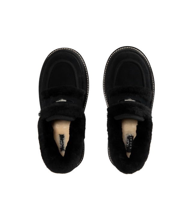 Image 4 of 4 - BLACK - UGG x sacai loafer designed for everyday wear, combines UGG's iconic premium  suede with sacai's unmistakable hybridized aesthetic. Upper is made with suede sourced from certified farms that practice regenerative agriculture upper. Midsole incorporates sugarcane EVA. Features Vibram XS Trek Evo. Unisex style in women's sizes.