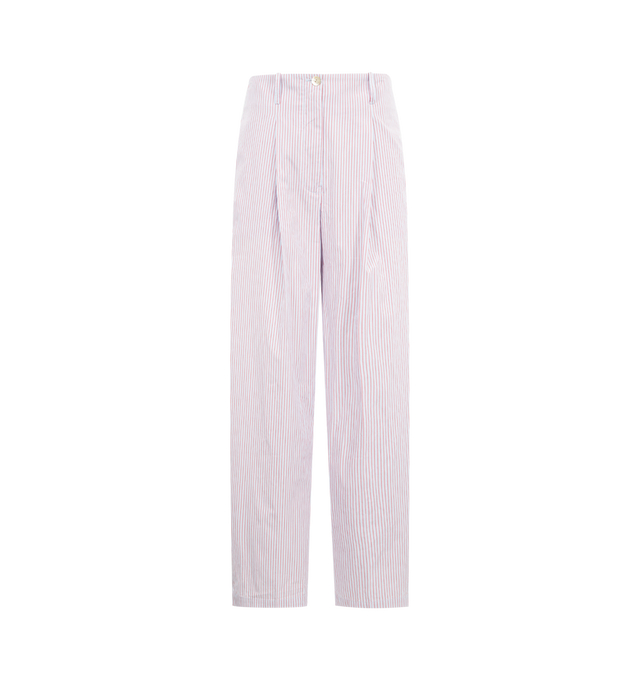 Image 1 of 3 - RED - RADH The Dean Pant featuring pleated wide legs, crisp cotton poplin, zip fastening and full length. 100% organic cotton. Made in Italy.