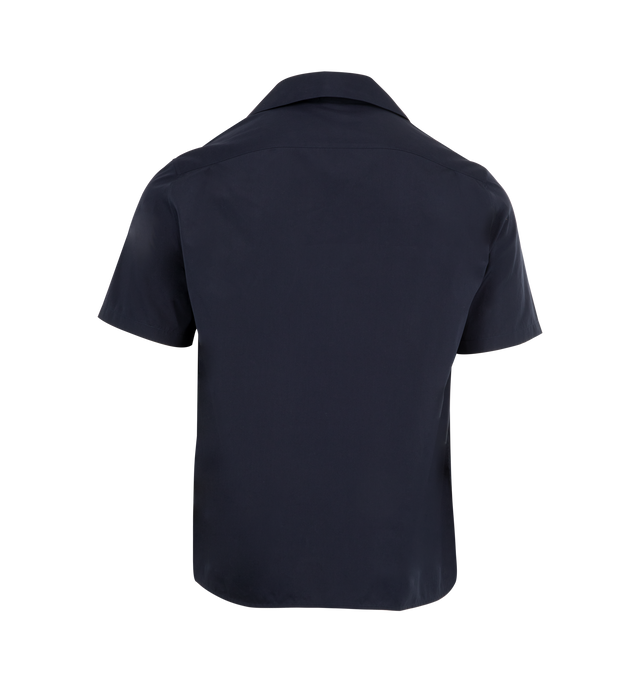 Image 2 of 2 - NAVY - LOEWE Short Sleeve Shirt in silk featuring relaxed fit, regular length, spread collar, button front fastening, short sleeves and logo on chest.