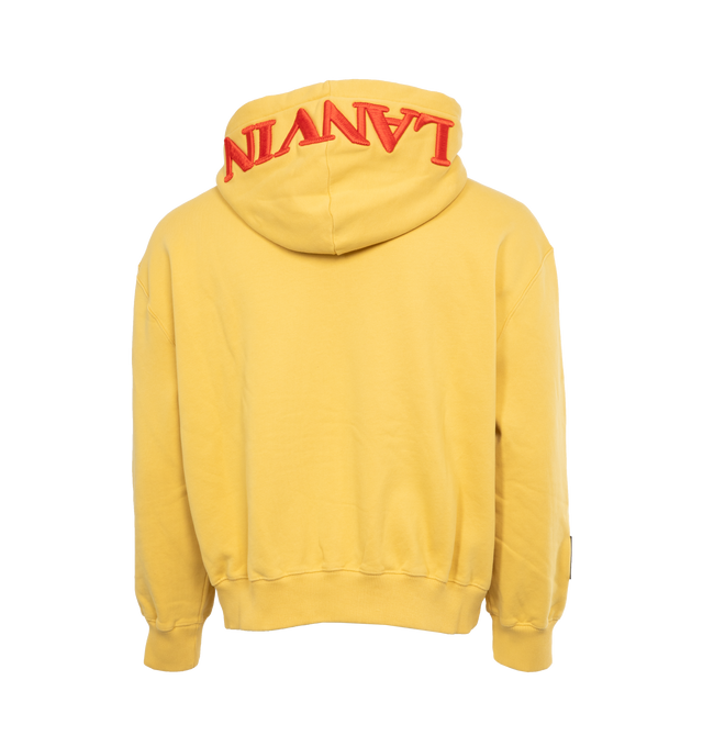 Image 2 of 4 - YELLOW - LANVIN LAB X FUTURE Curb Lace Hoodie featuring drawstring hood, ribbed cuffs and hem, logo embroidered on hood and kangaroo pocket. 100% cotton. 