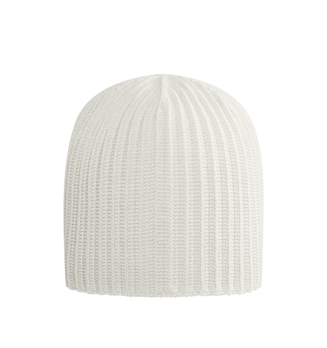 Image 1 of 2 - WHITE - ISSEY MIYAKE Penne Beanie featuring knit beanie and can be worn as a watch cap by folding up the hem. 68% polyester, 32% wool. Made In Japan.