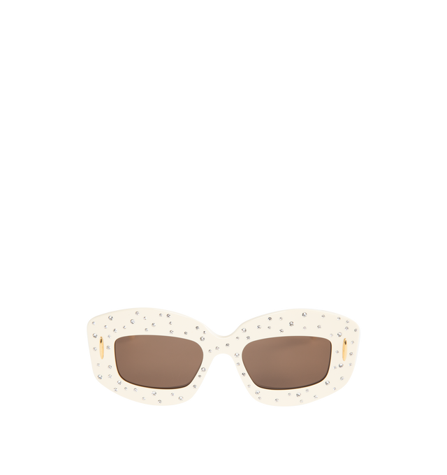 Image 1 of 4 - WHITE - LOEWE Screen sunglasses crafted in acetate with Swarovski crystal embellishments and an Anagram in a gold finish on the arm. 100% UVA/UVB protection. 