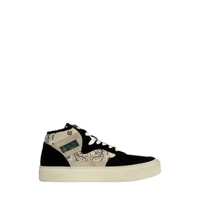 Image 1 of 5 - BLACK - RHUDE Cabriolets featuring vintage bandana print, lace-up vamp, logo label at the tongue and side labeling. 