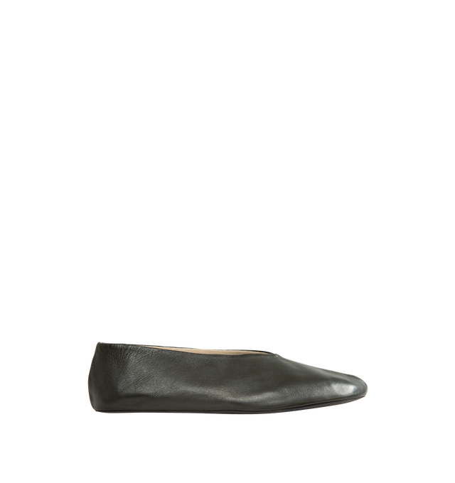Image 1 of 4 - GREY - The Row Women's Stella Slipper slip-on shoe is crafted in a smooth nappa leather with oval toe, center front seam, and flexible rubber-coated sole. 100% Lambskin Leather with rubber sole. Made in Italy.