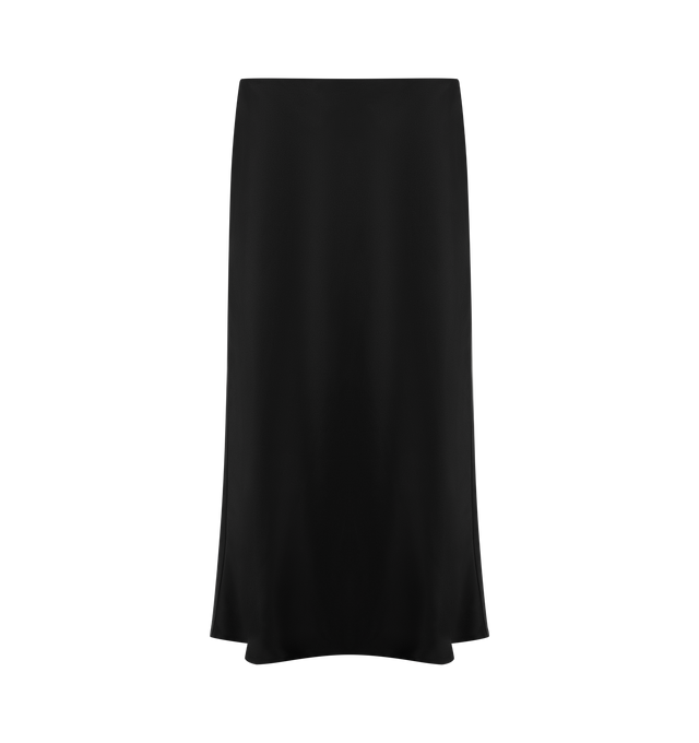 Image 1 of 2 - BLACK - KHAITE Demi Skirt featuring a fluid midi skirt in luminous satin, body-skimming fit, draped detail at folded front and concealed zipper closure at left side. 65% acetate 35% viscose.