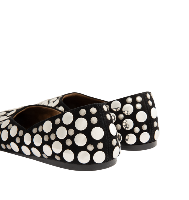Image 3 of 4 - BLACK - KHAITE Jane Stud Flat featuring a slipper-like flat in velvety suede studded with mirror-polished palladium discs of varying sizes. Crafted in Italy with a padded insole for cloud-like comfort. 100% calf leather. Made in Italy.
