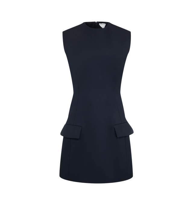 Image 1 of 2 - NAVY - Bottega Veneta Women's Wool Twill Dress is crafted from wool twill and features a mini-length silhouette, a matching martingale detail, and a concealed zip closure. Designed with a regular fit, this refined style is fully lined for comfort and structure, showcasing the house's understated approach to tailoring. Main Material: Wool Twill. Made in Italy.