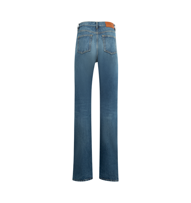 Image 2 of 4 - BLUE - CHLOE Straight jeans in organic cotton denim featuring a split hem, front zipper & Chlo-engraved button fastening, classic 5-pocket design, belt loops and leather Chlo patch at back. 100% cotton. Made in Italy.