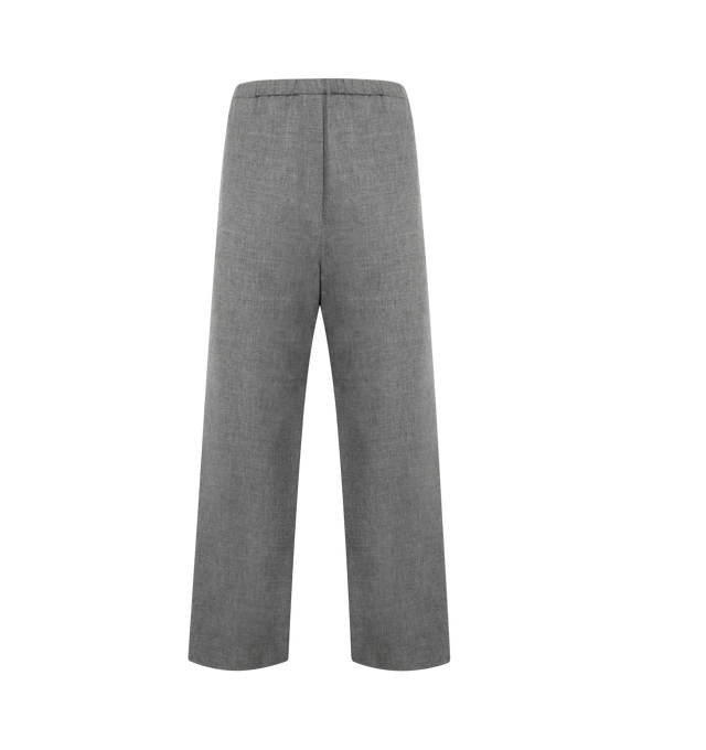 Image 1 of 3 - GREY - TOTEME Fluid Winter Trousers featuring elasticated waistband, a high waist with side and back pockets and flared, wide legs for a sculptural effect. 90% viscose, 10% wool.