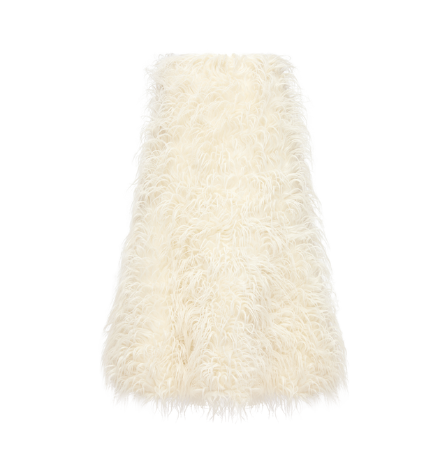 Image 2 of 3 - WHITE - MONCLER GENIUS X JIL SANDER Textured Wool Blend Midi Skirt featuring long-haired wool blend, nylon laqu lining, detachable down-filled inner, hoop skirt construction, zipper closure with leather puller and detachable metal logo pin. 80% alpaca, 20% polyester. Lining: 100% polyamide/nylon. Padding: 90% down, 10% feather.