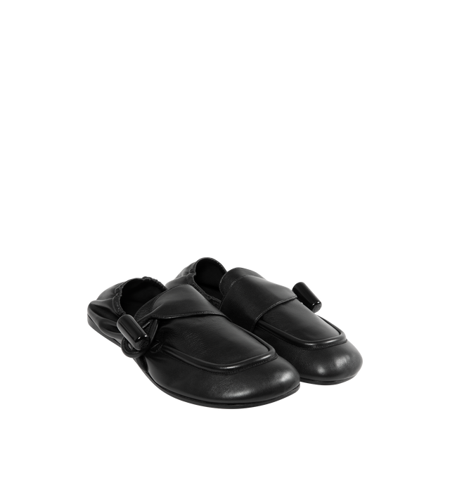 Image 2 of 4 - BLACK - LOEWE Toggle Loafer in shiny smooth calfskin with a signature lacquered toggle embellishment on the upper, engraved Anagram on toggle embellishment and padded leather insole. Shiny smooth calf. Made in Italy.