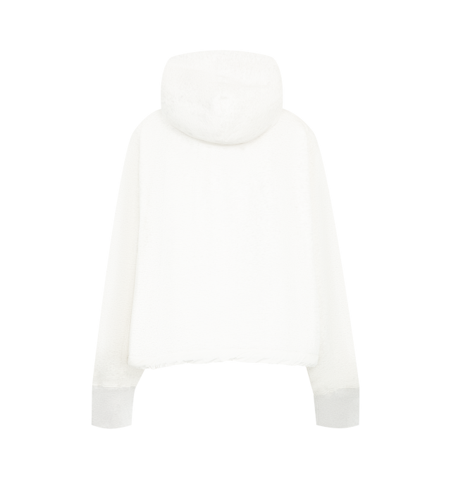 Image 2 of 3 - WHITE - Sacai Womens Cotton Jersey Hoodie is crafted from soft cotton jersey. Features an adjustable drawstring hood, drawstring hem, long sleeves, ribbed cuffs, and a relaxed fit. Main Material: 100% Cotton. Made in Japan.