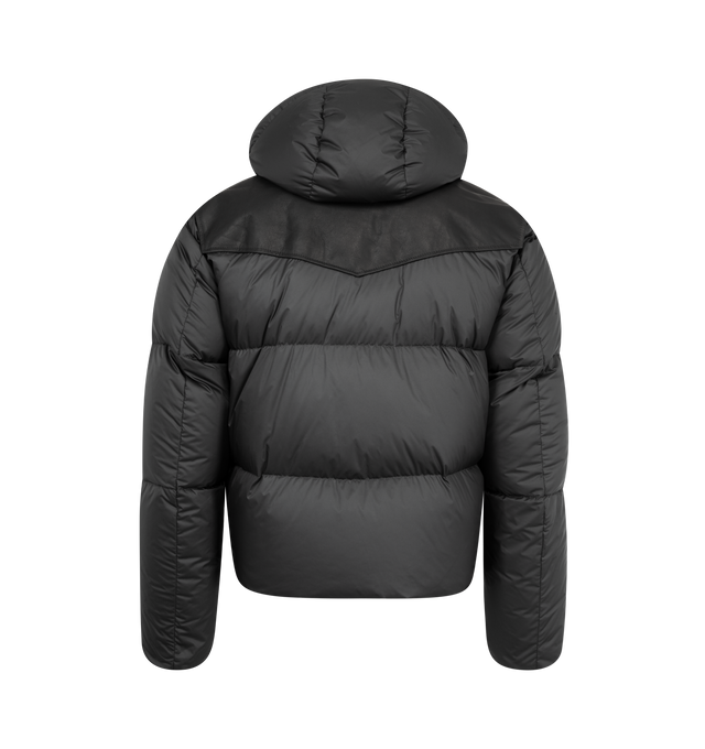 Image 3 of 4 - BLACK - SECOND LAYER Neda Down Puffer Jacket featuring heavy weight jacket in cropped boxy fit, removable hood, fully lined and padded. Calf leather, goose down, nylon.