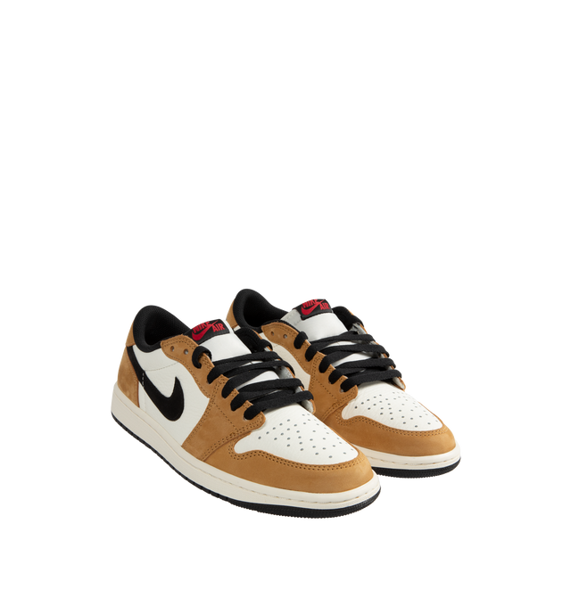 Image 2 of 5 - MULTI - Jordan Air Jordan 1 Low OG Sneakers are a lace-up style with perforated toes, foam midsoles, logos at the heels, and rubber traction soles.