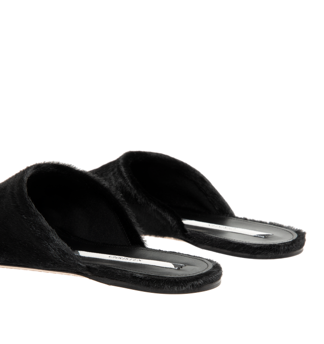 Image 3 of 4 - BLACK - CHRISTEN Elipse Mule featuring oval toe, flexible calf leather outsole, pony hair calf stretch leather outsole and tight fit. Atacama stretch pony, calf leather.