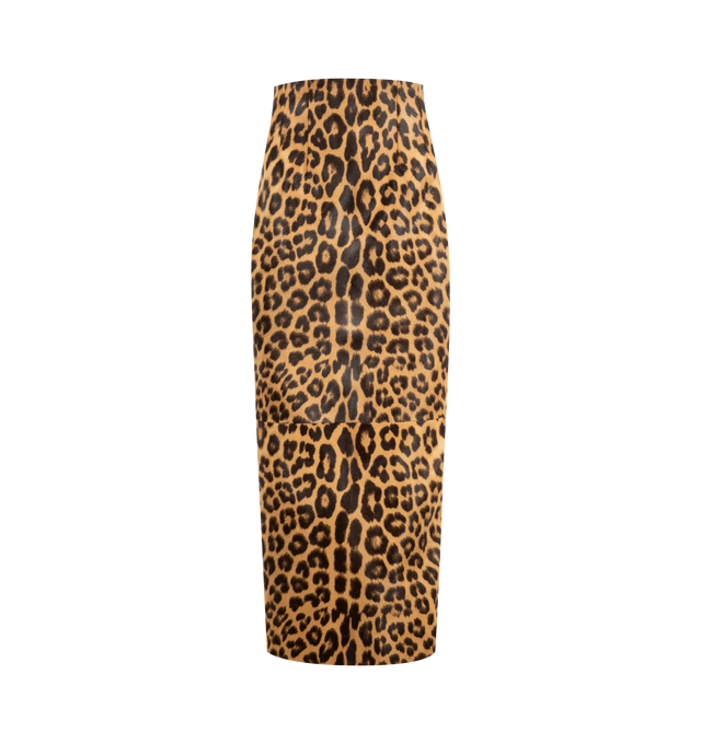 Image 1 of 2 - BROWN - KHAITE Loxley Skirt featuring a high-waisted haircalf pencil skirt designed for a corset-like fit and shaped by darts with a high slit and a concealed zipper closure at the back. 100% baby calf.