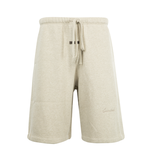 Image 1 of 3 - NEUTRAL - FEAR OF GOD Basketball Jersey Shorts featuring side pockets, elastic waistband with drawstring and logo details. 80% cotton, 20% polyester.