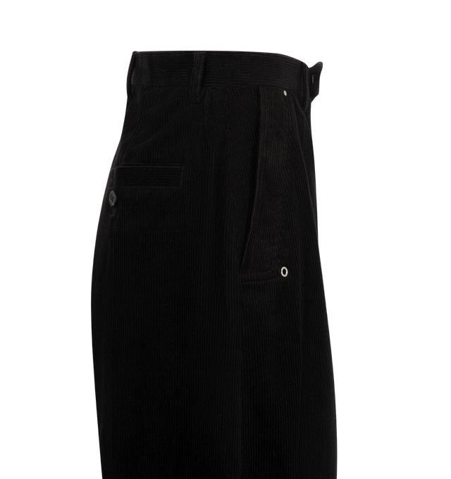 Image 3 of 3 - BLACK - RICK OWENS Tailored Wide Belas Pants featuring wide leg with front stretched pleat, exposed zip and hook closure, two side slit pockets and back pockets. 81% cotton, 19% wool. Made in Italy.