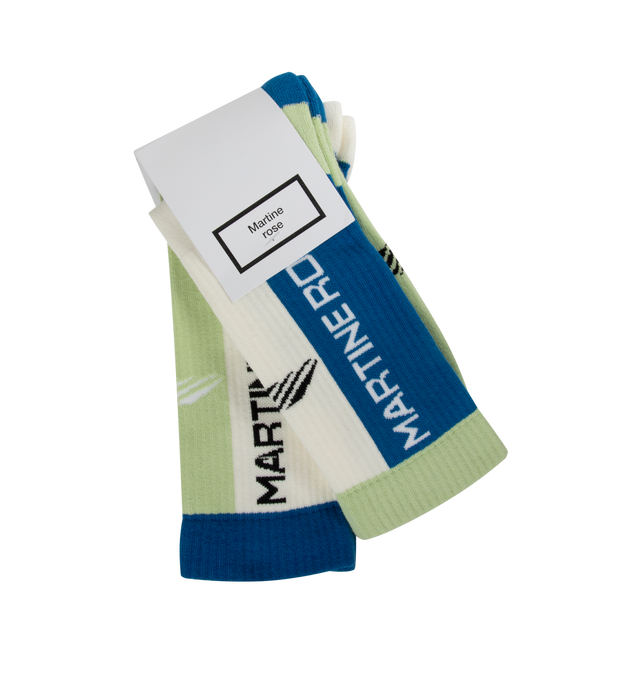 Image 2 of 2 - MULTI - MARTINE ROSE Sports Sock Multipack featuring ribbed construction, logo design and contrasting panels. 100% cotton.