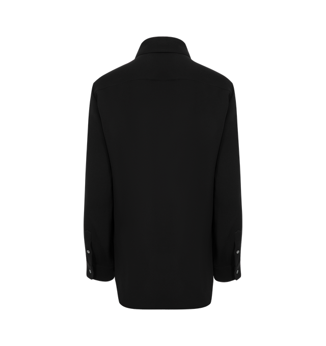 Image 2 of 2 - BLACK - THE ROW Petra Shirt in Silk featuring fitted button-up shirt in crisp, lightweight silk with cropped sleeves, slim back yoke and exposed front placket with mother-of-pearl buttons. 100% silk. Made in Italy.