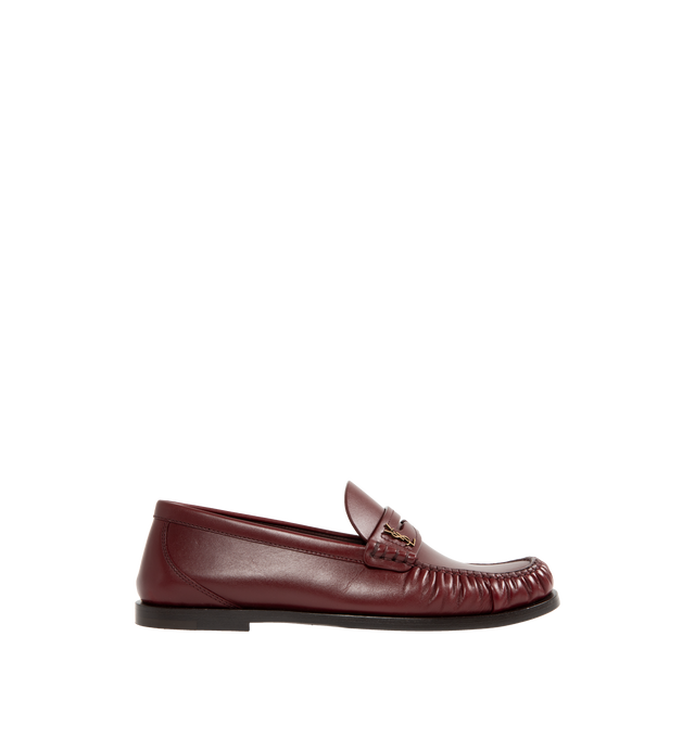 Image 1 of 4 - BROWN - SAINT LAURENT Laurent Loafers featuring a hand-stitched squared moc toe, cassandre and leather sole. Calfskin. Made in Italy.