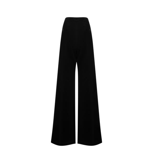 Image 2 of 3 - BLACK - RICK OWENS Tailored Wide Belas Pants featuring wide leg with front stretched pleat, exposed zip and hook closure, two side slit pockets and back pockets. 81% cotton, 19% wool. Made in Italy.