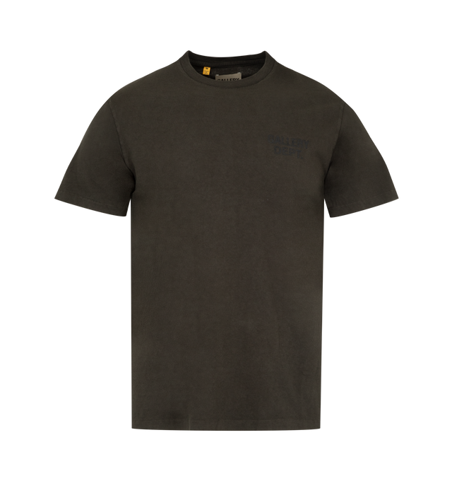 Image 1 of 2 - GREY - GALLERY DEPT. French Collector Tee featuring classic short sleeve, relaxed fit, signature GD ENGLISH logotype on the front and rendered in gold glitter on the back and faded throughout. 100% cotton. Made in USA.