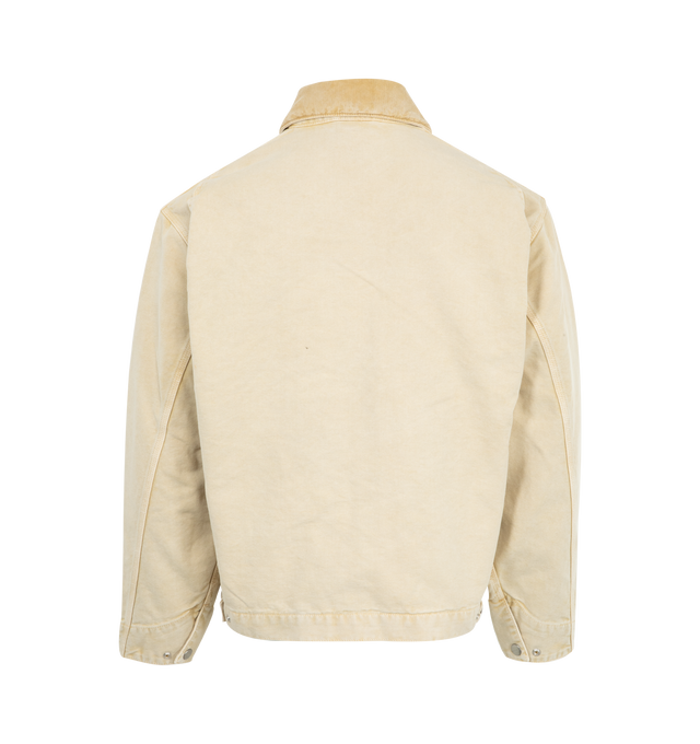 Image 2 of 3 - NEUTRAL - CARHARTT WIP OG Detroit Jacket featuring original loose fit, triple-stitched, inside chest pocket, corduroy collar, front closure with zip, chest pocket with zip, adjustable cuffs and bottom band, zip closure and square label. 100% organic cotton.