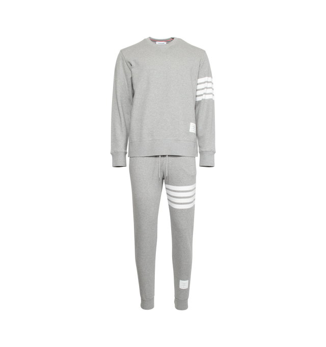 Image 4 of 4 - GREY - THOM BROWNE classic sweatshirt with four stripe detailing at arm.