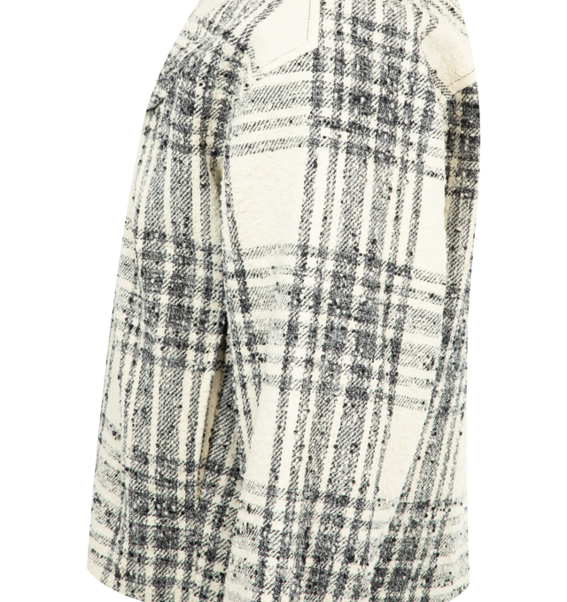 Image 3 of 3 - WHITE - BOTTEGA VENETA Plaid Blouson featuring zipper closure, side slit pocket, chest pocket and leather collar. Made in Italy.