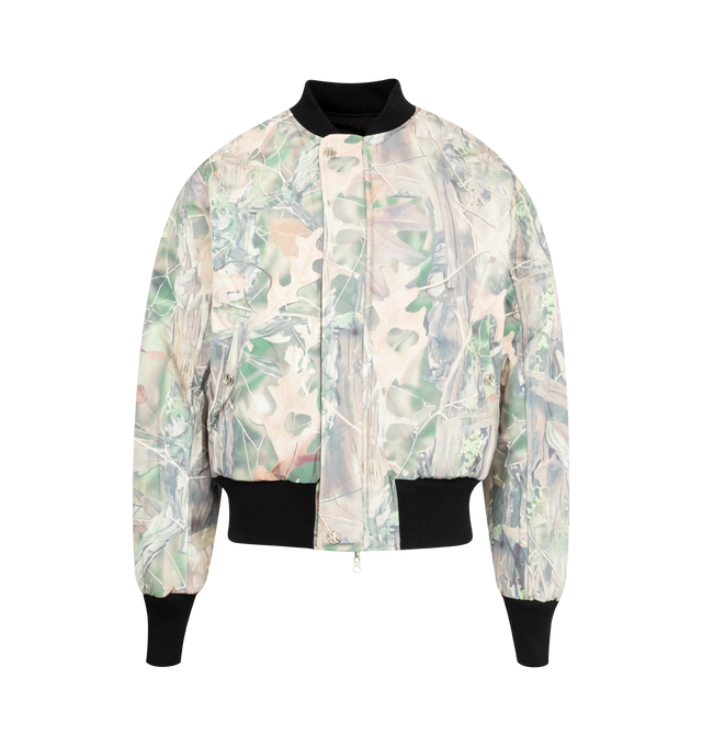 Image 4 of 4 - BLACK - MARKET Handyman Reversible Bomber Jacket featuring a reversible design with a solid and camo print, a full zipper front closure, long sleeves, side hand pockets, and a ribbed collar, cuffs, and hem for a classic look. Nylon.