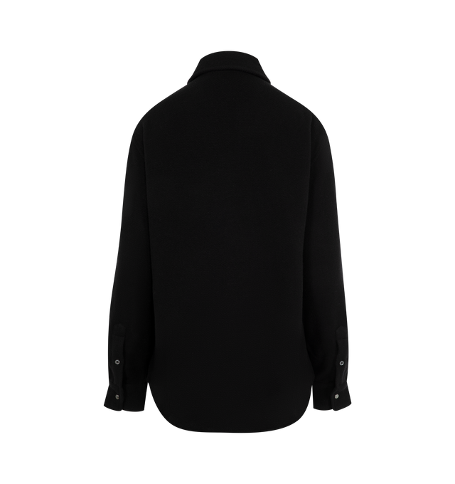 Image 2 of 2 - BLACK - GOD'S TRUE CASHMERE Cashmere Shirt featuring 11 hand-carved, gemstone snaps, Black Sunstone, long sleeves, classic collar and two front flap pockets on chest. 100% cashmere. Made in Italy.