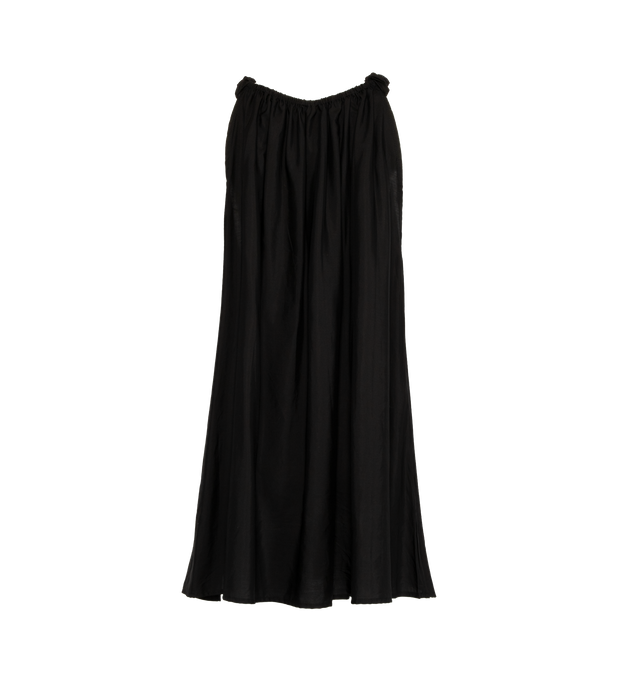 Image 2 of 3 - BLACK - DEIJI STUDIOS Break Dress featuring a crisp and lightweight mini-length dress, a crew neckline with keyhole and tie front feature. 100% organic cotton poplin. 