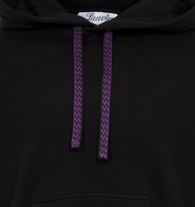 Image 3 of 3 - BLACK - LANVIN LAB X FUTURE Curb Lace Hoodie featuring drawstring hood, ribbed cuffs and hem, logo embroidered on hood and kangaroo pocket. 100% cotton. 