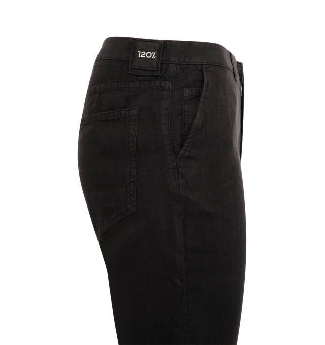 Image 3 of 3 - BLACK - 120% LINO Pant featuring classic chino style, two back patch pockets, button zip fly and straight leg. 100% linen.