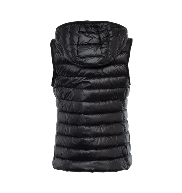 Image 2 of 2 - BLACK - MONCLER Glygos Down Vest featuring longue saison lining, down-filled, hood, inner front flap, zipper closure and chest pocket with snap button closure. 100% polyamide/nylon. Padding: 90% down, 10% feather. 