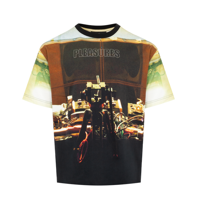 Image 1 of 2 - MULTI - PLEASURES Venue Print Oversized T-Shirt featuring crewneck, elbow-length sleeves and print throughout. 100% cotton.